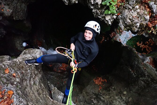 Bled and Bohinj Valley Canyoning with Hotel Pickup & Free Photos - The rope descent is more than a quick photo stop