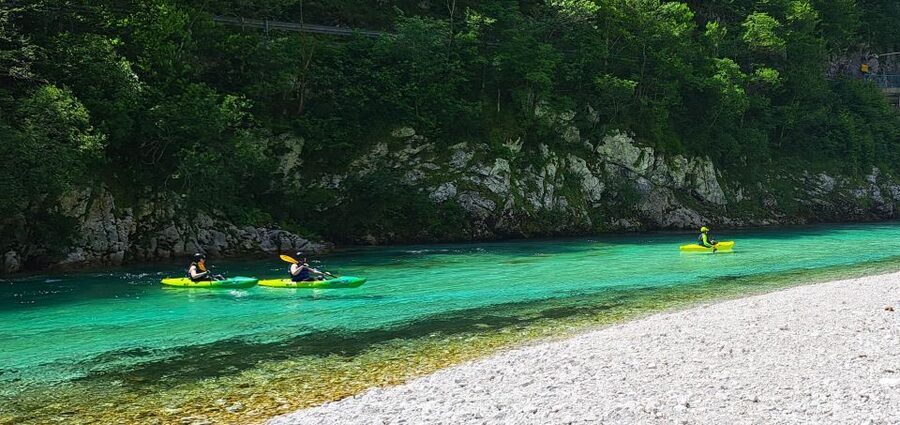 Bovec: Iconic Sit-on-Top Kayak Tour on Soča River +FREEphoto - The 10°C swimming stop