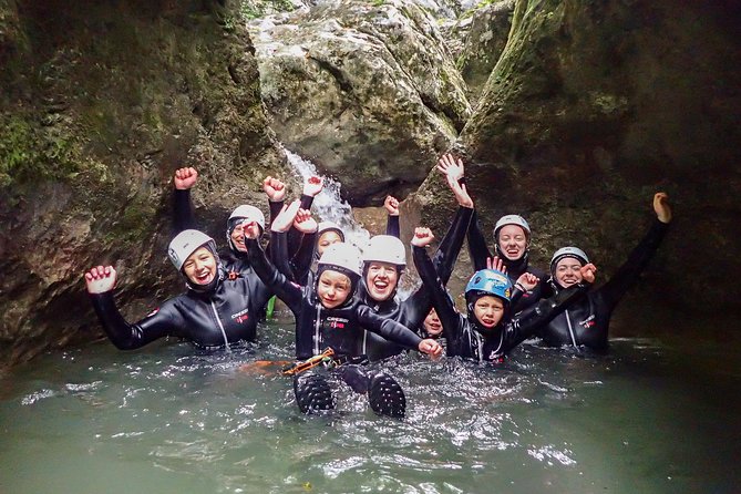 Family Canyoning near Lake Bled - Getting fitted with canyoning equipment