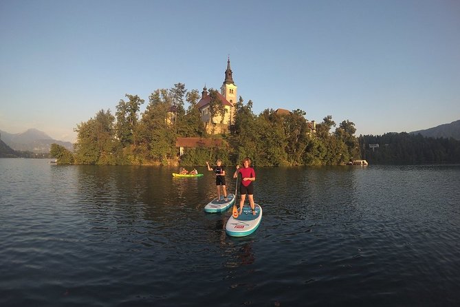 Lake Bled Stand-Up Paddle Boarding Lesson and Tour - Reaching Bled Island by paddleboard