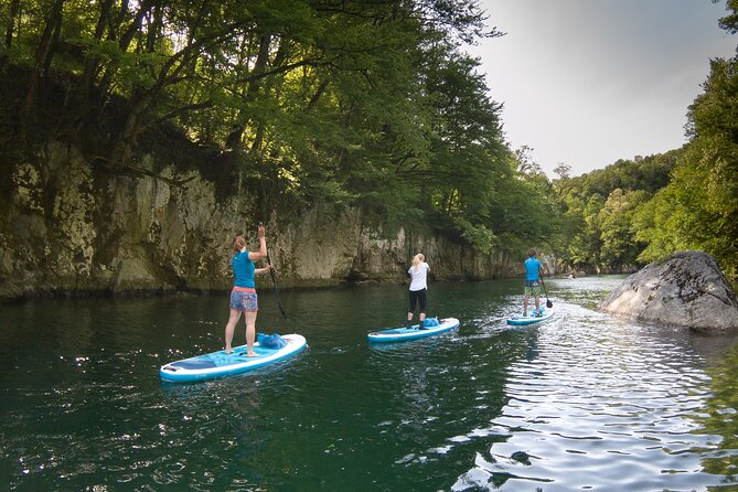 Private Half Day Stand-up Paddle Boarding on the Soča River - Learning to stand before the water gets moving